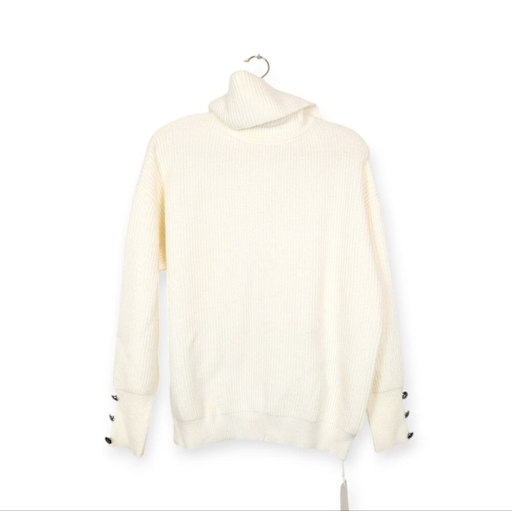 Tendency Turtleneck Sweater XL Cream Ribbed Knit Cozy Minimalist NWT